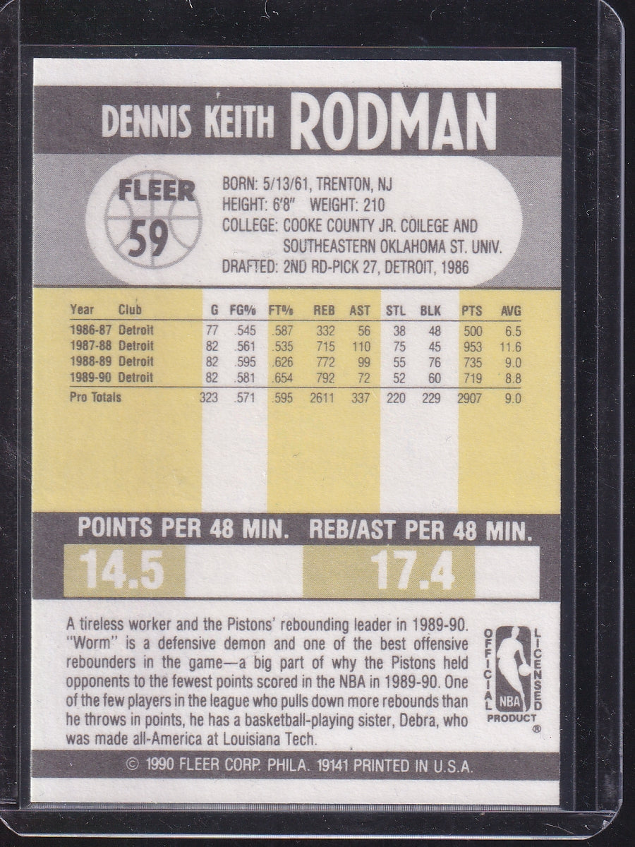 1990-91 Fleer #59 Dennis Rodman