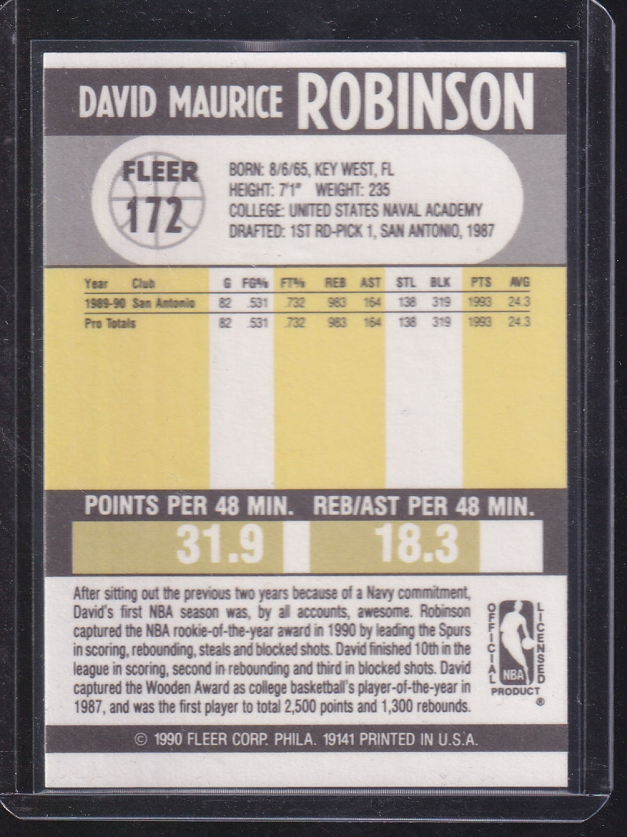 1990-91 Fleer #172 David Robinson