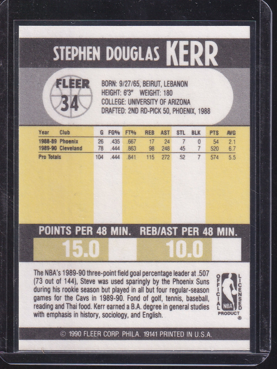 1990-91 Fleer #34b Steve Kerr