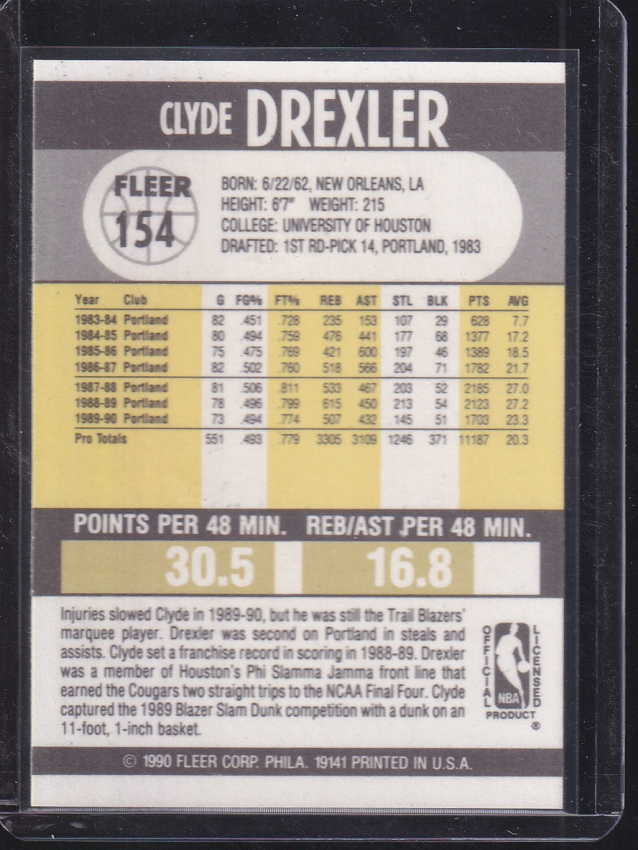 1990-91 Fleer #154 Clyde Drexler