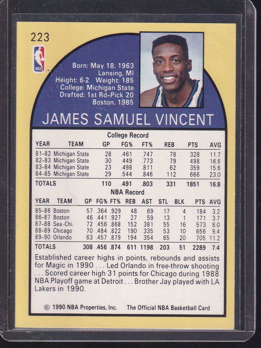 1990-91 Hoops #223 Sam Vincent / Michael Jordan wearing #12 jersey