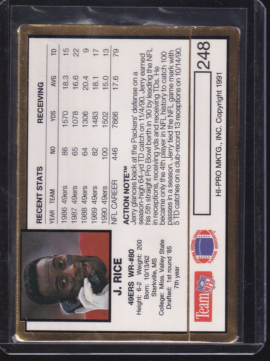 1991 Action Packed #36G Jerry Rice 24K Gold