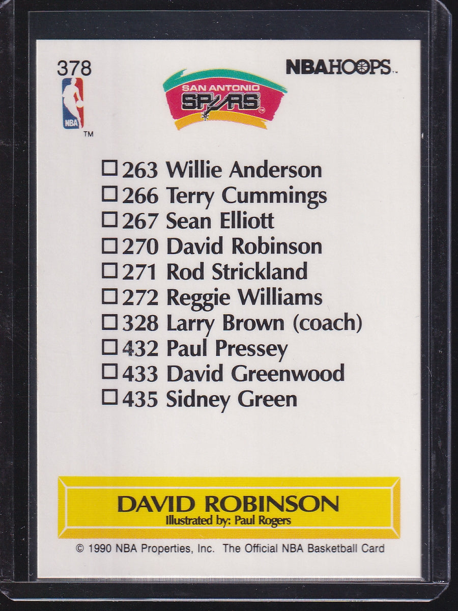 1990-91 Hoops #378b David Robinson Basketball half visible on front