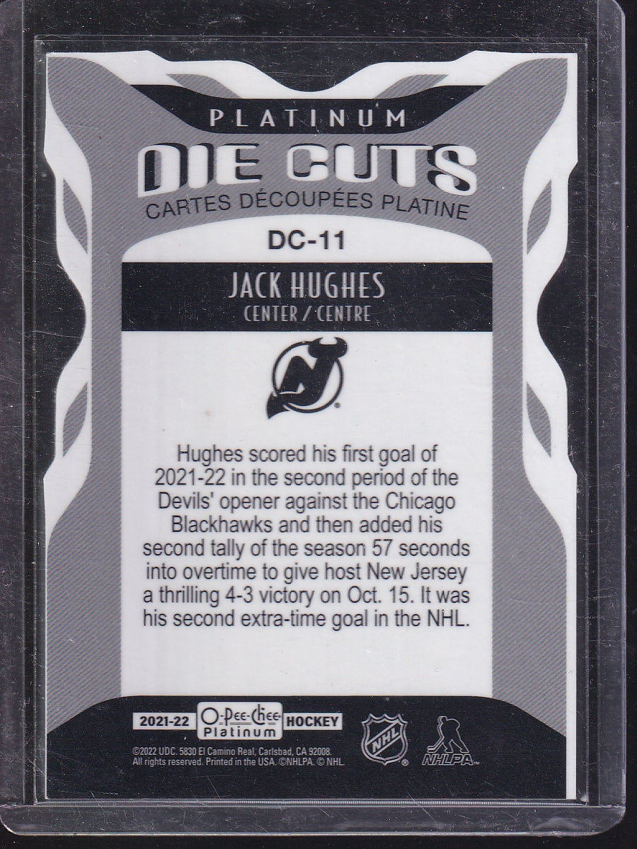 2021-22 O-Pee-Chee Platinum #DC-11 Jack Hughes Platinum-Die-Cut