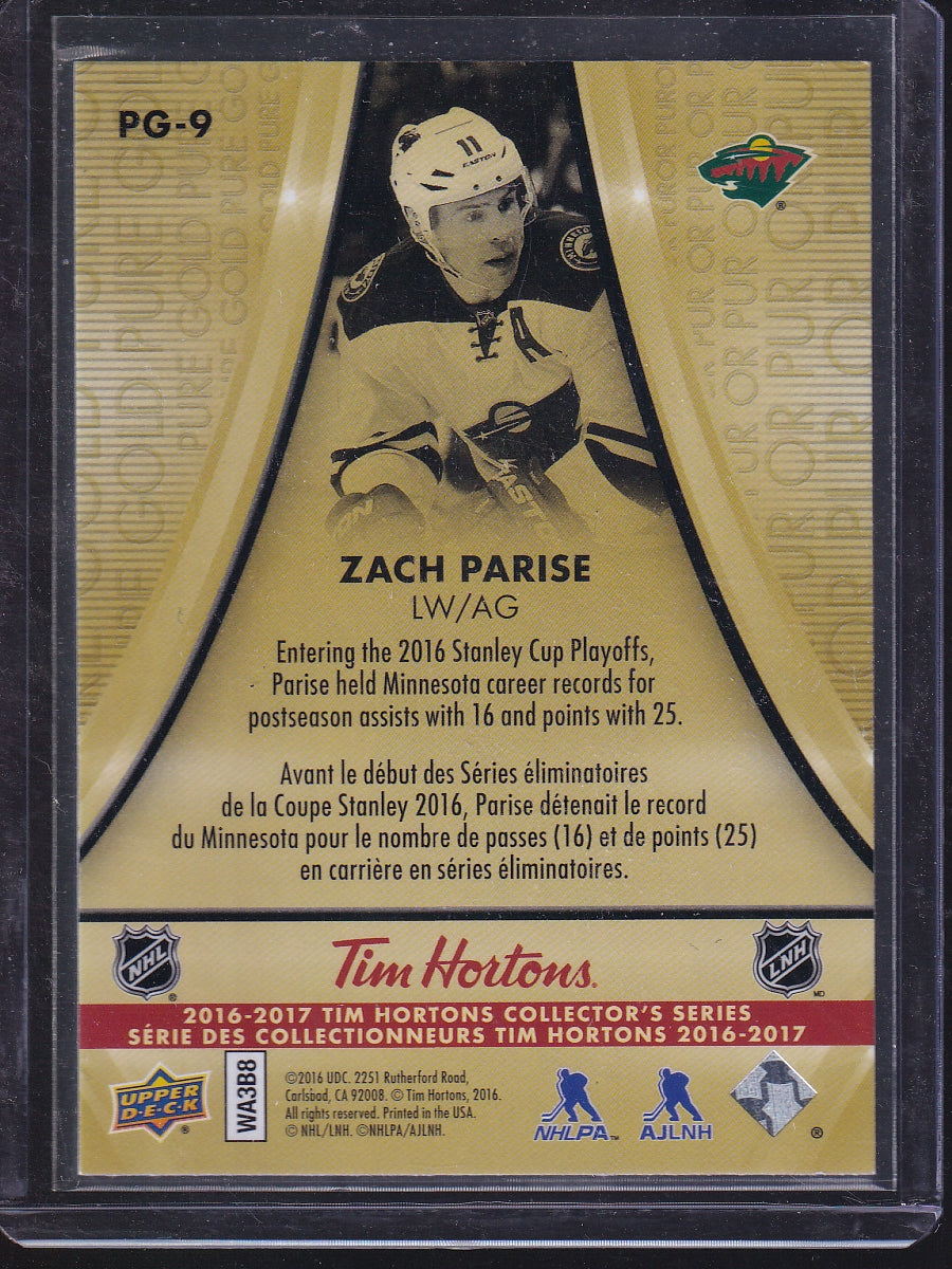 2016-17 Upper Deck Tim Hortons #PG-9 Zach Parise Pure Gold