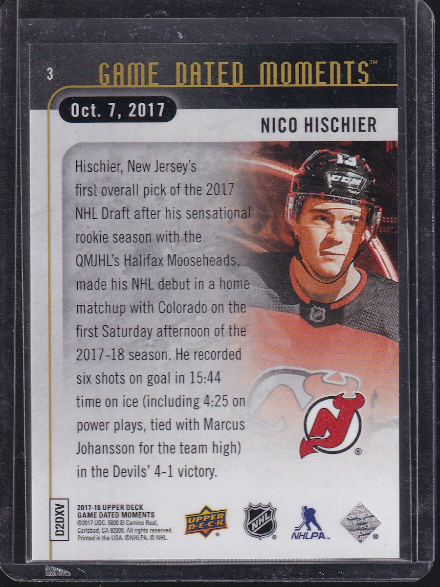 2017-18 Upper Deck Game Dated Moments #3 Nico Hischier