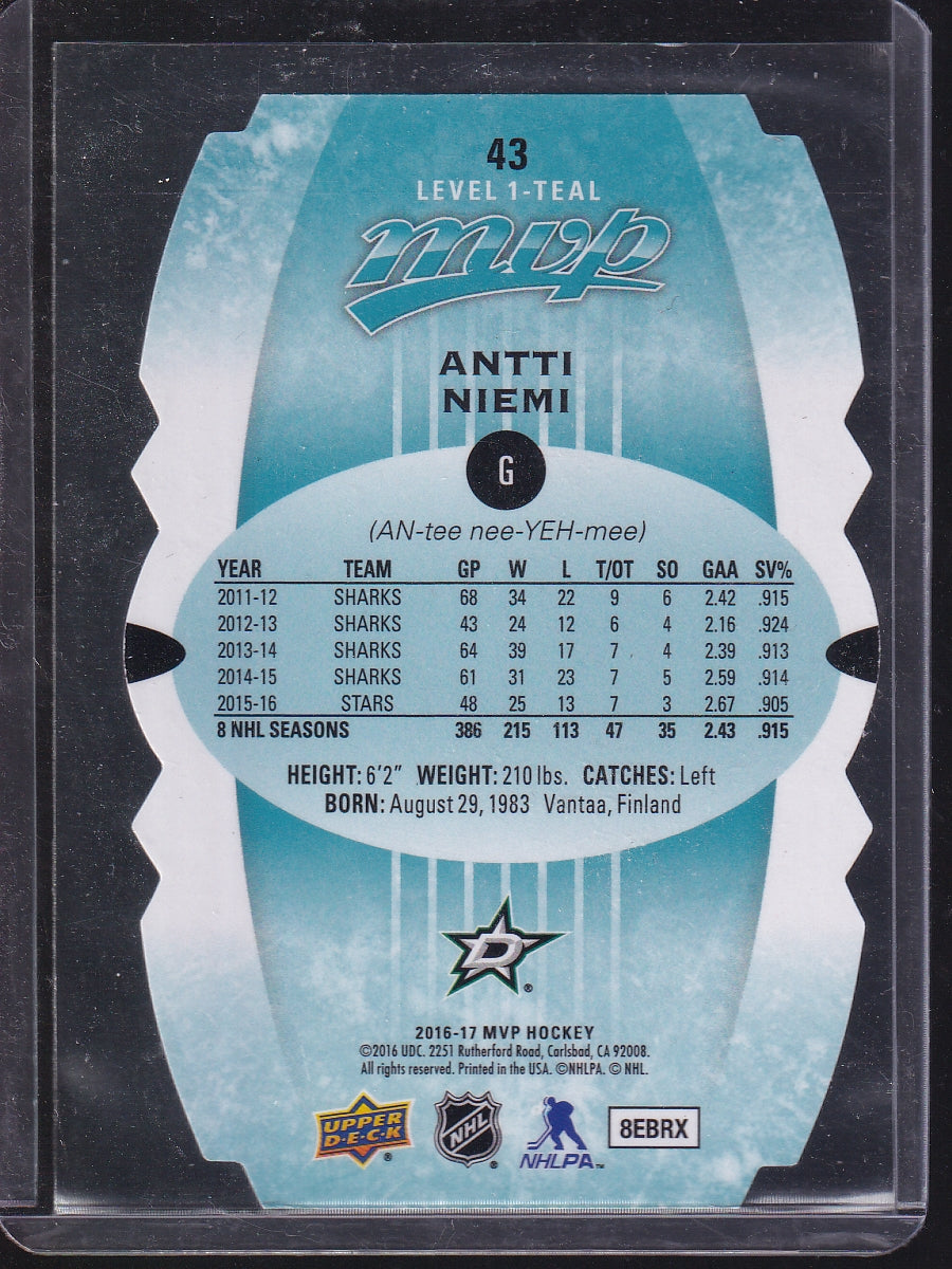 2016-17 Upper Deck MVP #43 Antti Niemi Colors and Contours