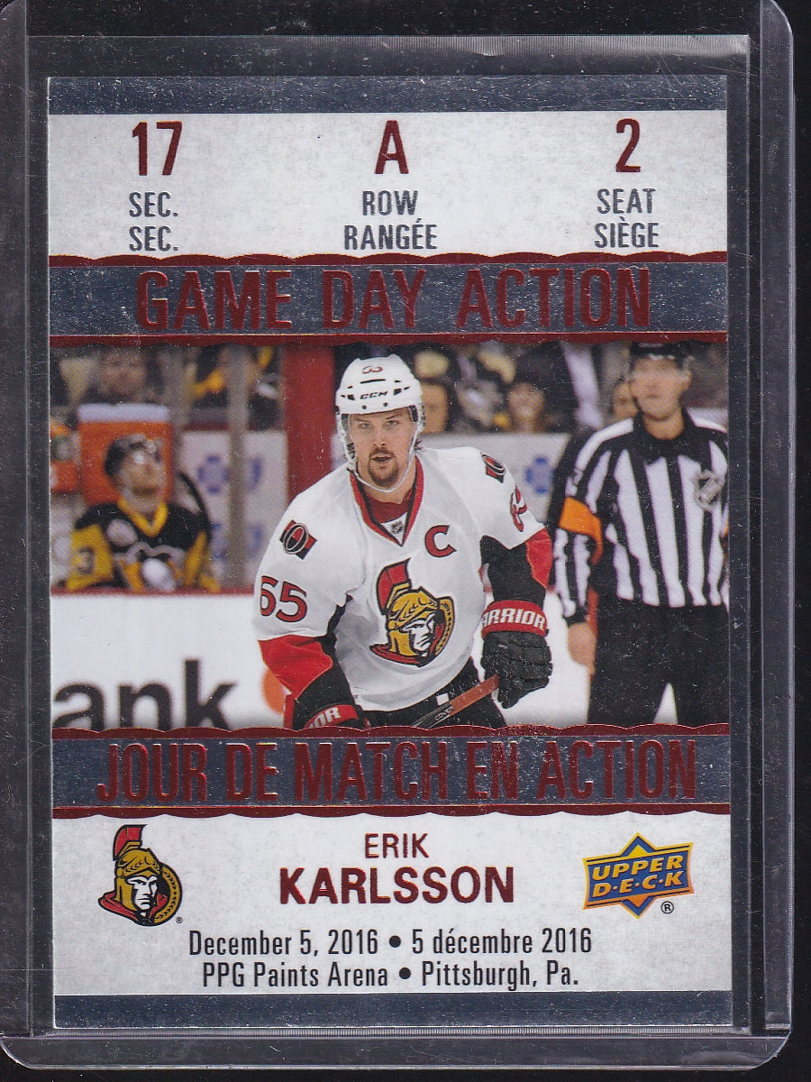 2017-18 Upper Deck Tim Hortons #GDA-2 Erik Karlsson Game Day Action