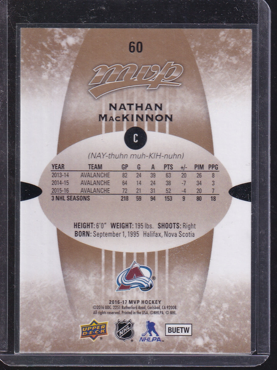 2016-17 Upper Deck MVP #60 Nathan MacKinnon