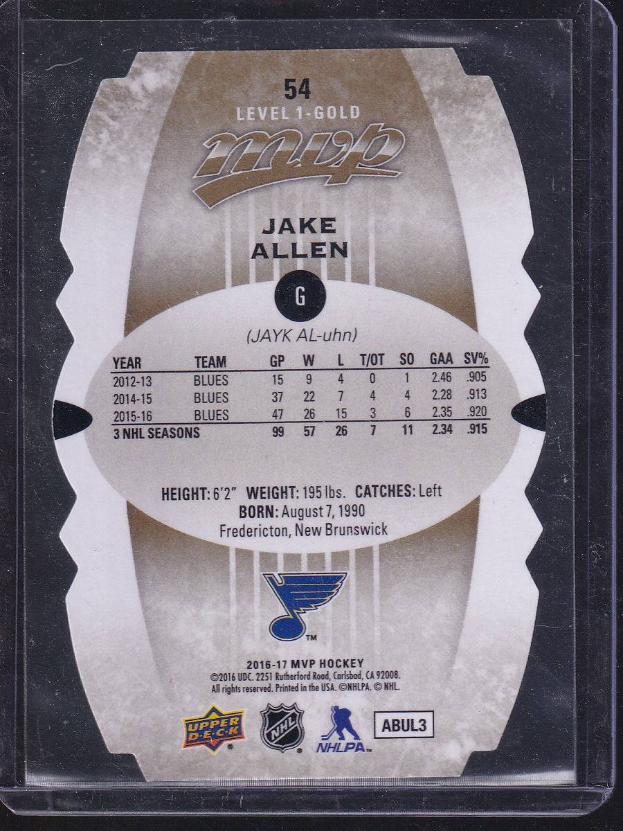 2016-17 Upper Deck MVP #54 Jake Allen Colors and Contours