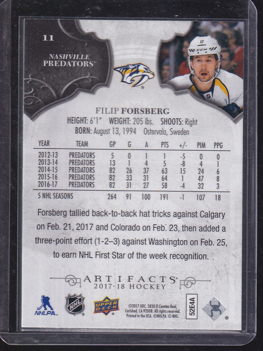 2017-18 Upper Deck Artifacts #11 Filip Forsberg