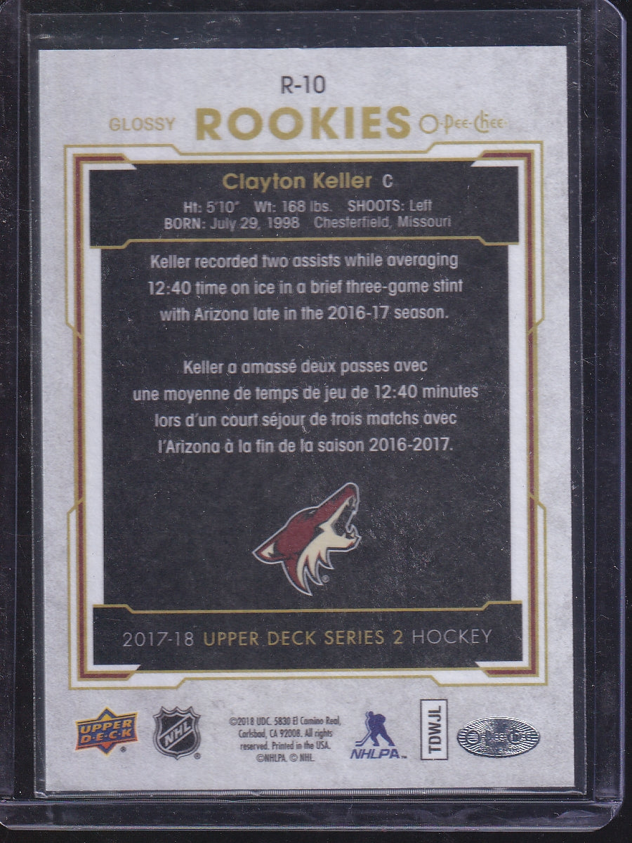 2017-18 Upper Deck #R-10 Clayton Keller 2017-18 O-Pee-Chee Update Glossy Rookies