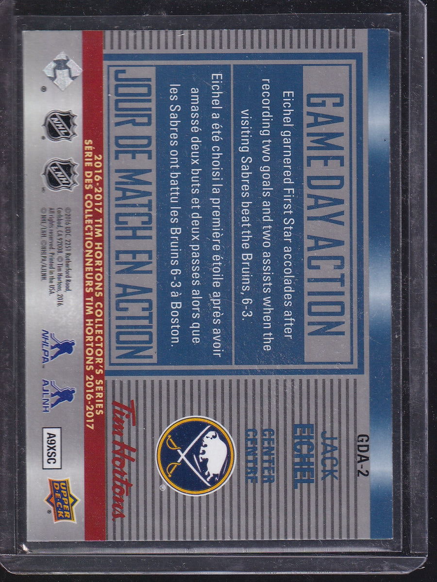 2016-17 Upper Deck Tim Hortons #GDA-2 Jack Eichel Game Day Action