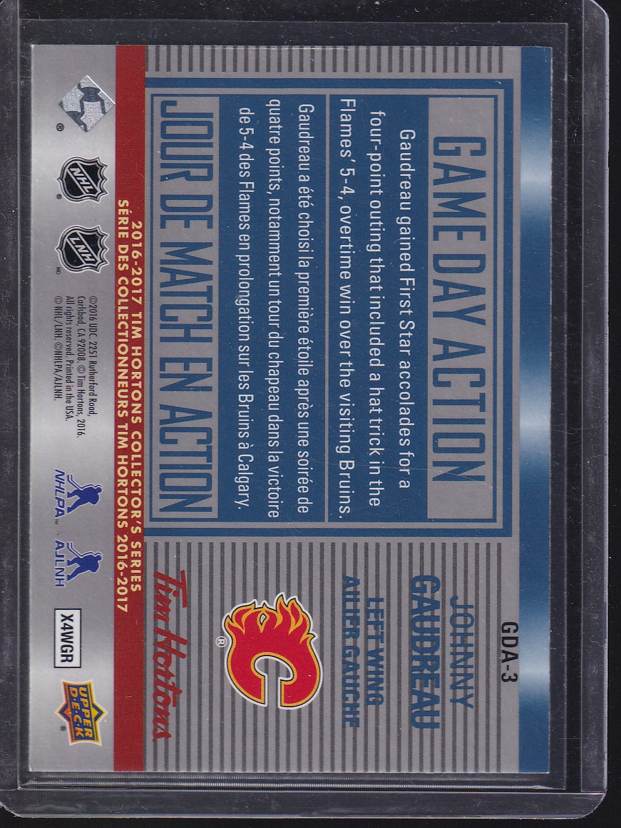 2016-17 Upper Deck Tim Hortons #GDA-3 Johnny Gaudreau Game Day Action