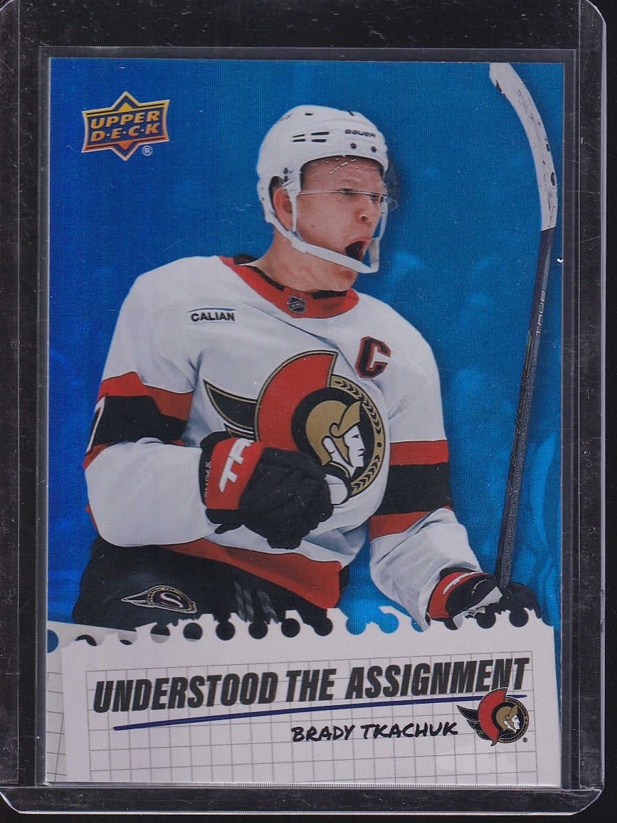 2025-26 Upper Deck #UA-1 Brady Tkachuk Understood the Assignment Speckle