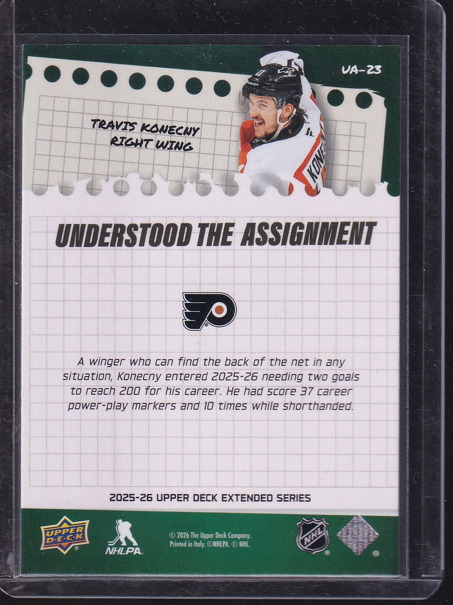 2025-26 Upper Deck #UA-23 Travis Konecny Understood the Assignment
