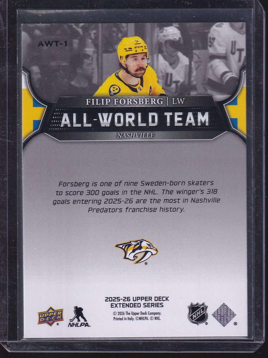 2025-26 Upper Deck #AWT-1 Filip Forsberg All-World Team