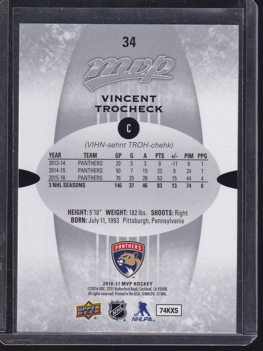 2016-17 Upper Deck MVP #34 Vincent Trocheck Green Script