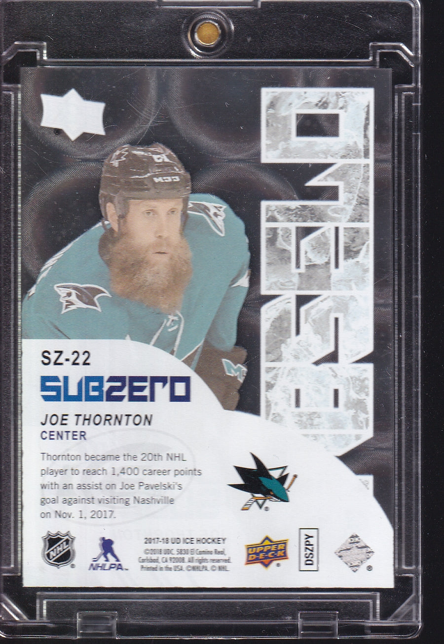 2017-18 Upper Deck Ice #SZ-22 Joe Thornton Sub Zero