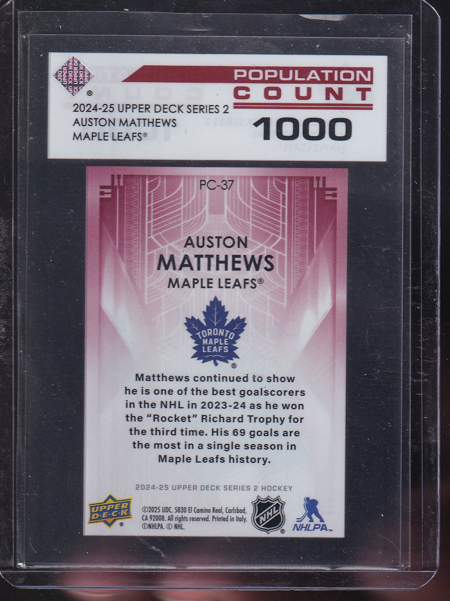 2024-25 Upper Deck #PC-37 Auston Matthews Population Count 1000