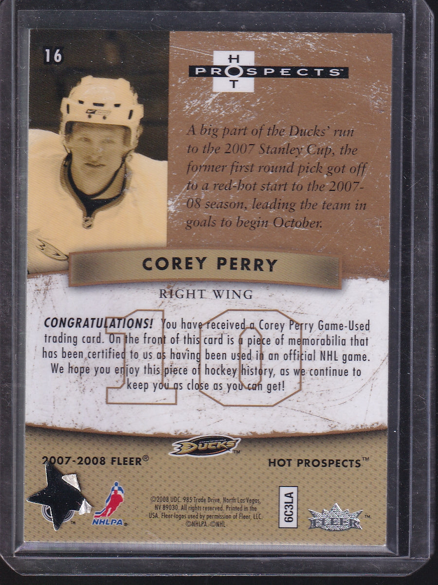 2007-08 Fleer Hot Prospects #16 Corey Perry Red Hot #/100