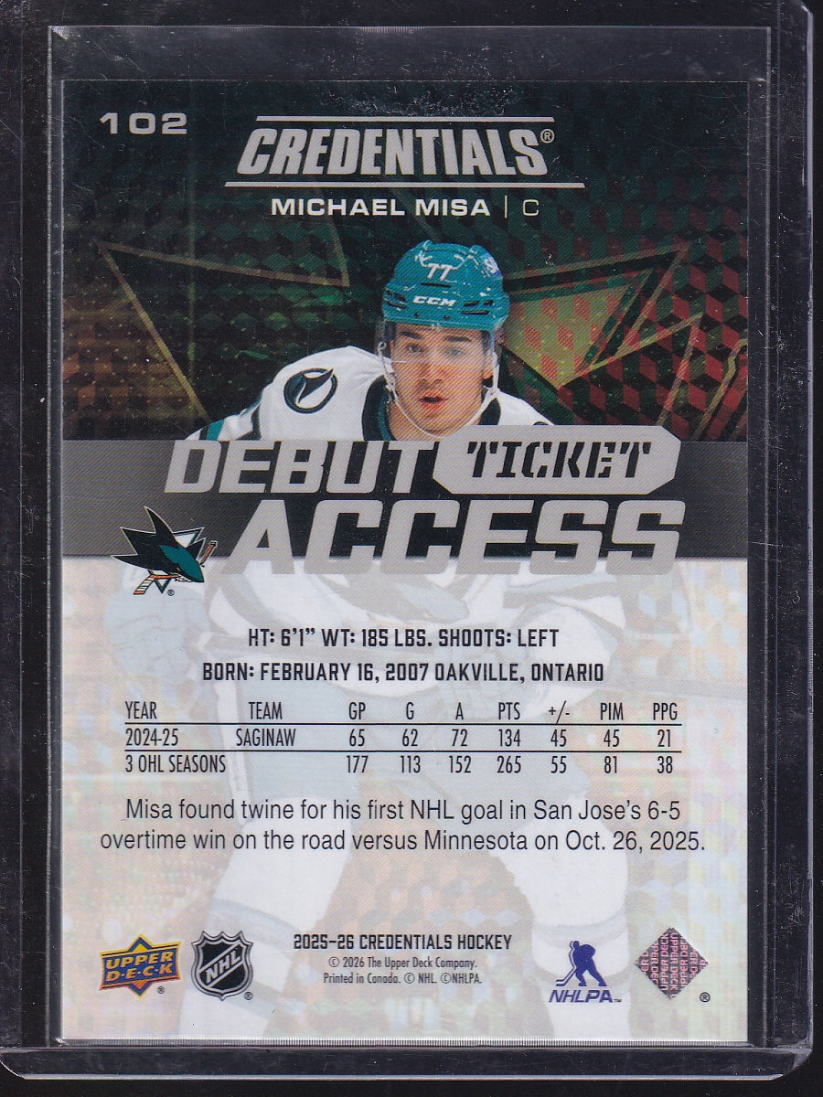 2025-26 Upper Deck Credentials #102 Michael Misa #/999