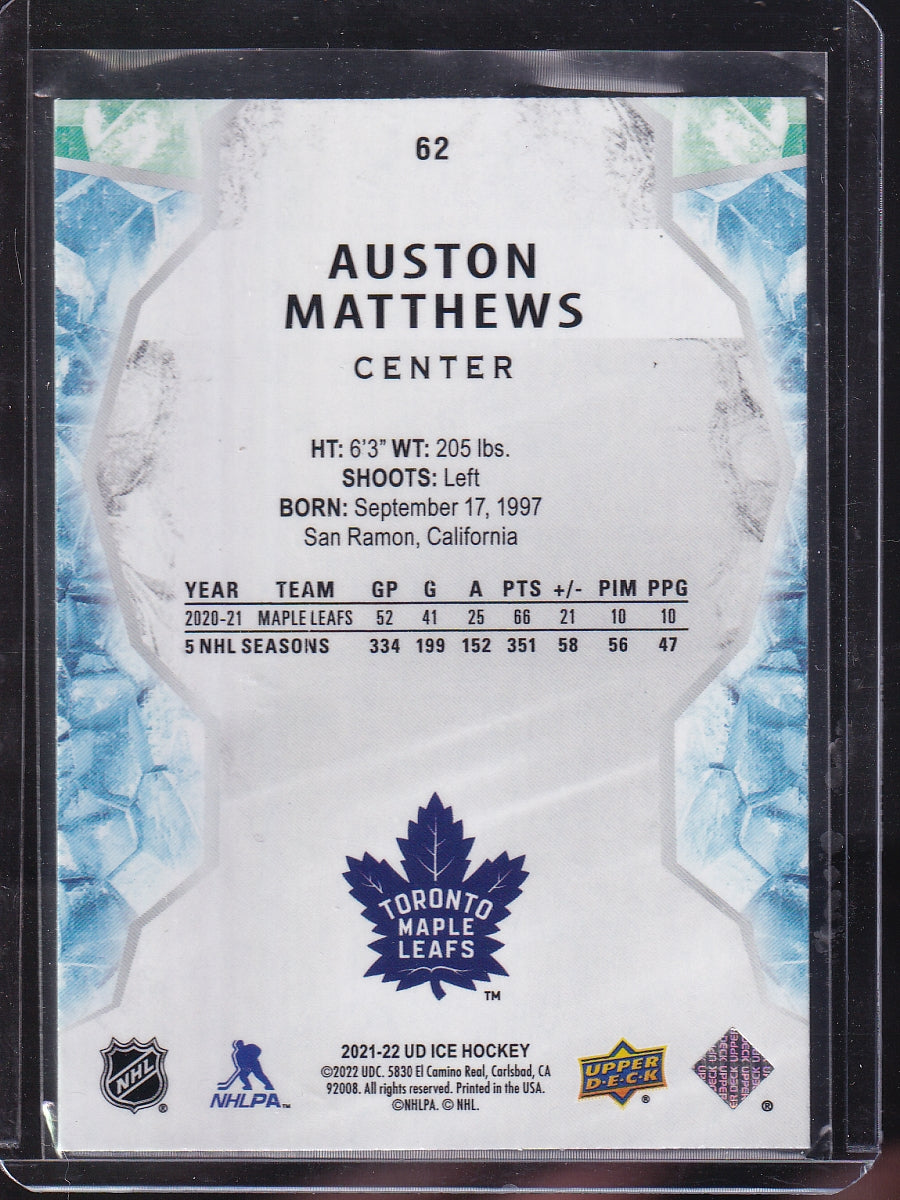 2021-22 Upper Deck Ice #62 Auston Matthews Orange