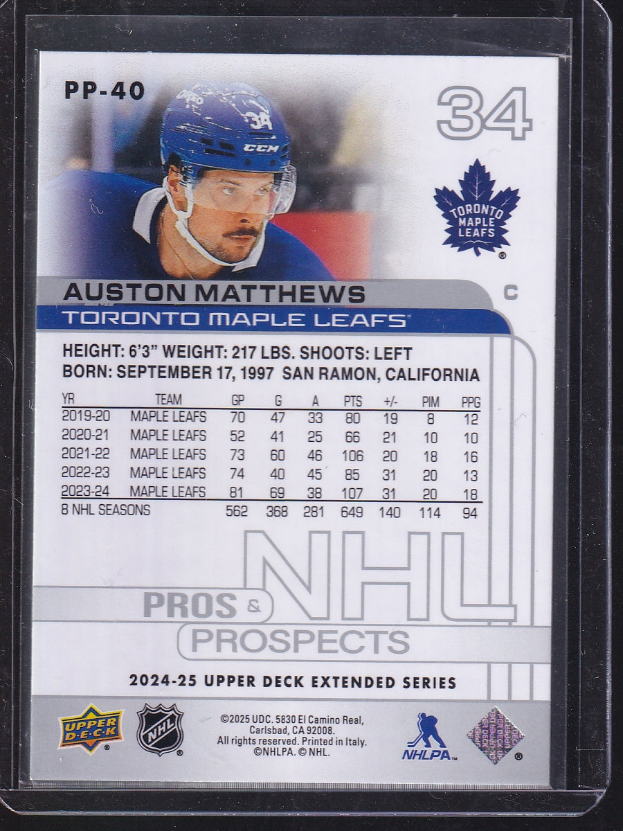 2024-25 Upper Deck #PP-40 Auston Matthews Pros & Prospects