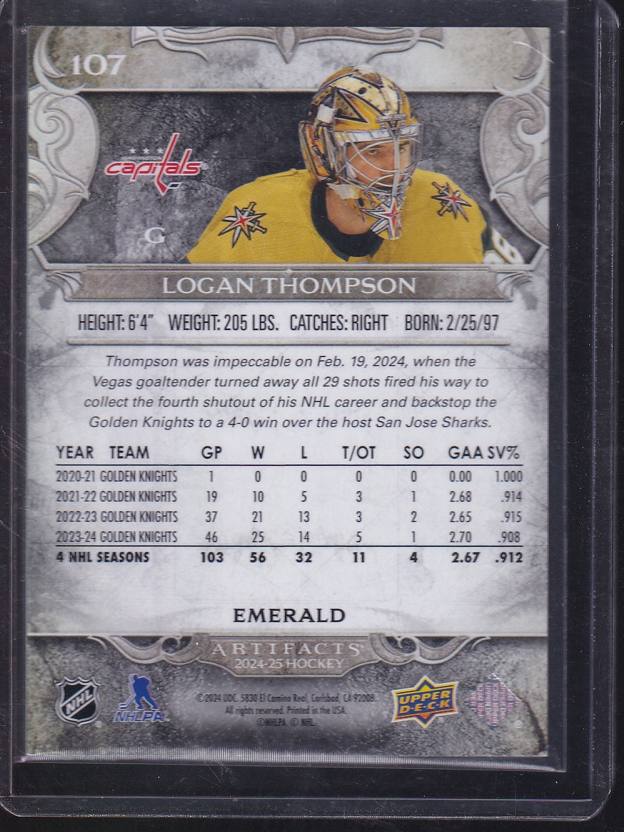 2024-25 Upper Deck Artifacts #107 Logan Thompson Emerald #/149