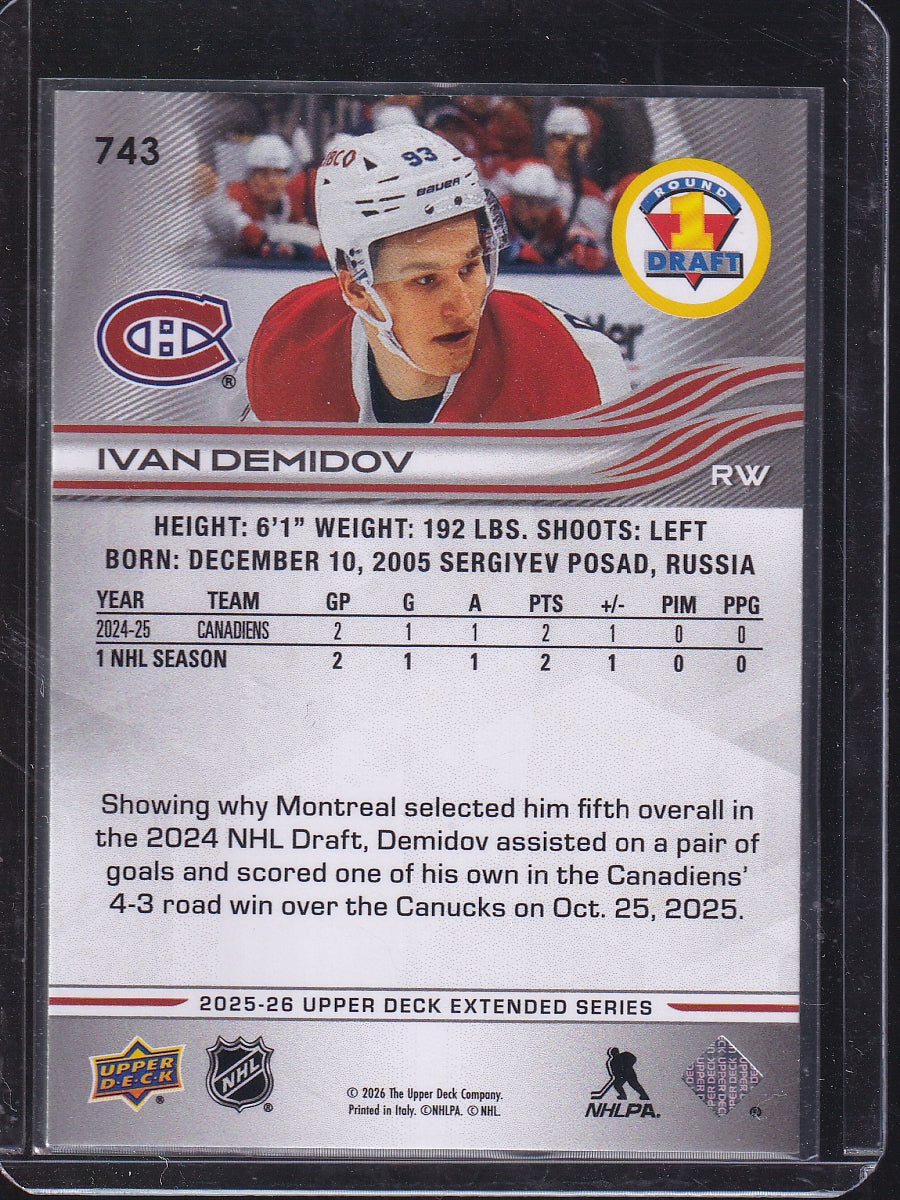 2025-26 Upper Deck #743 Ivan Demidov