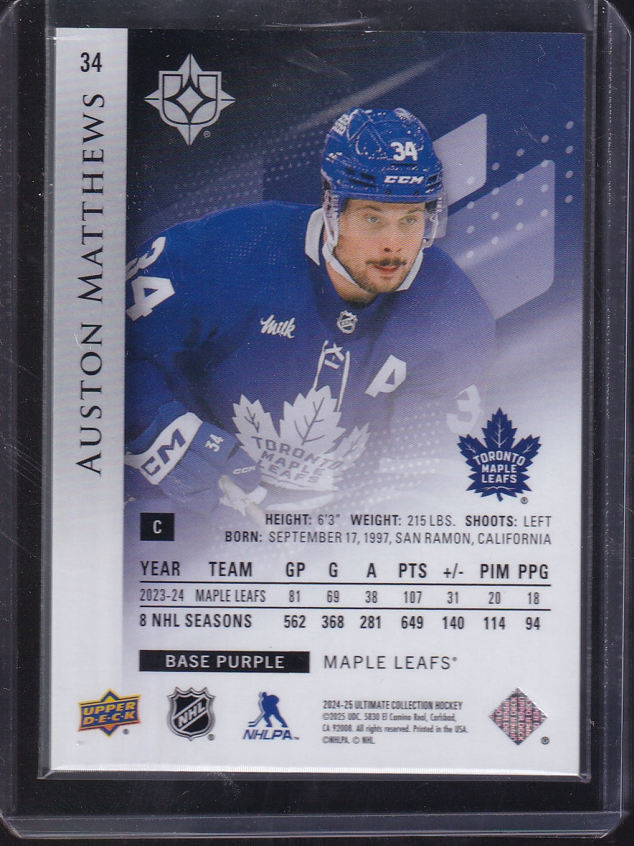 2021-22 Upper Deck Ultimate Collection #34 Auston Matthews Gold #/35