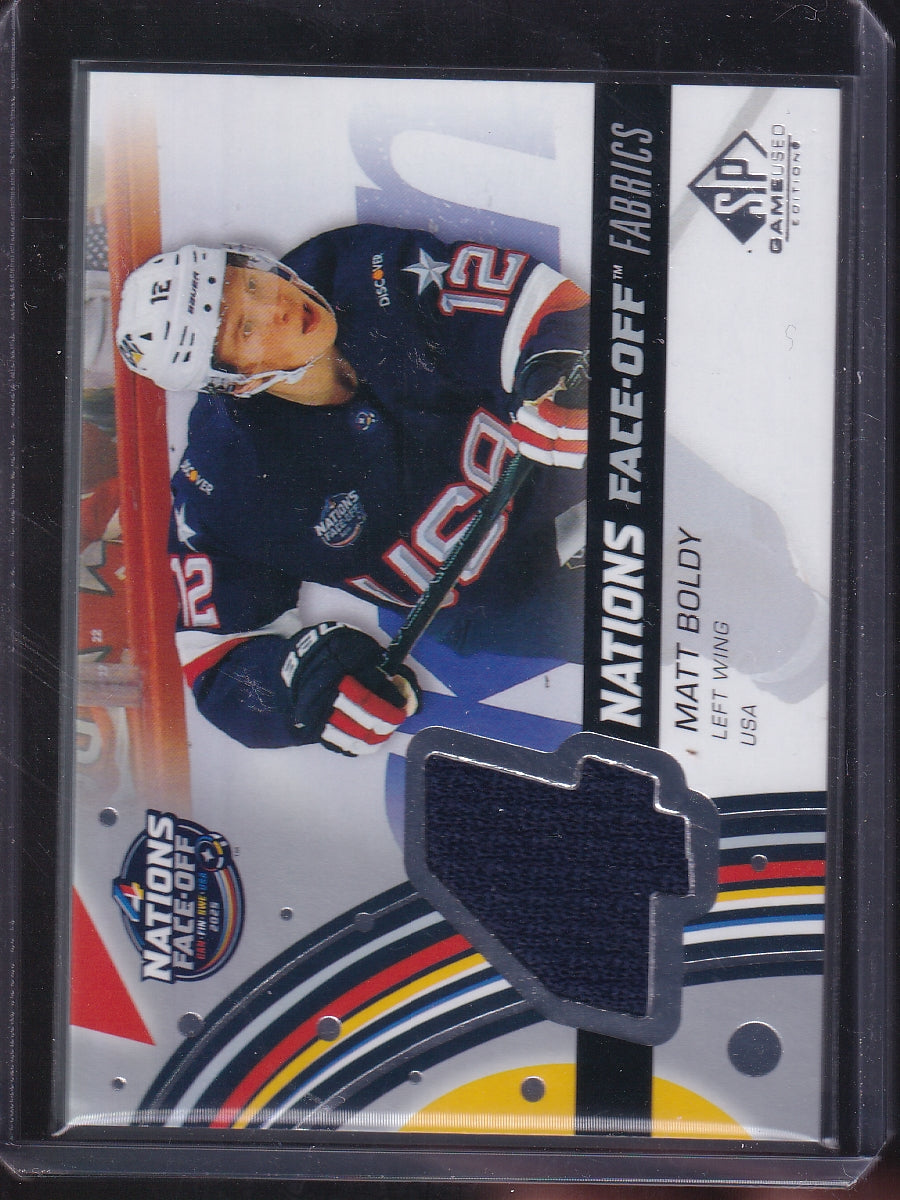 2025-26 SP Game Used #4N-MB Matt Boldy 4 Nations Face-Off Fabrics