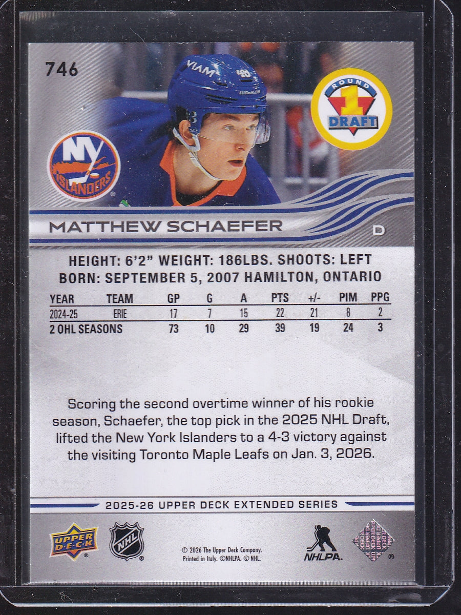 2025-26 Upper Deck #746 Matthew Schaefer