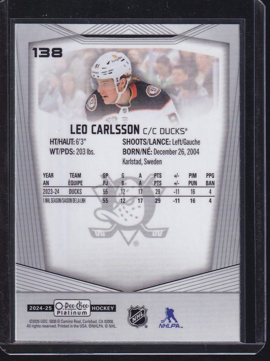 2024-25 O-Pee-Chee Platinum #138 Leo Carlsson