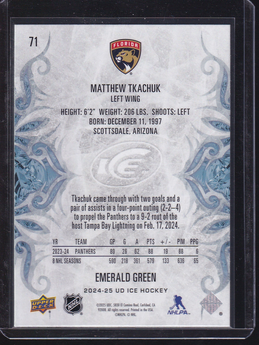 2024-25 Upper Deck Ice #71 Matthew Tkachuk Emerald Green