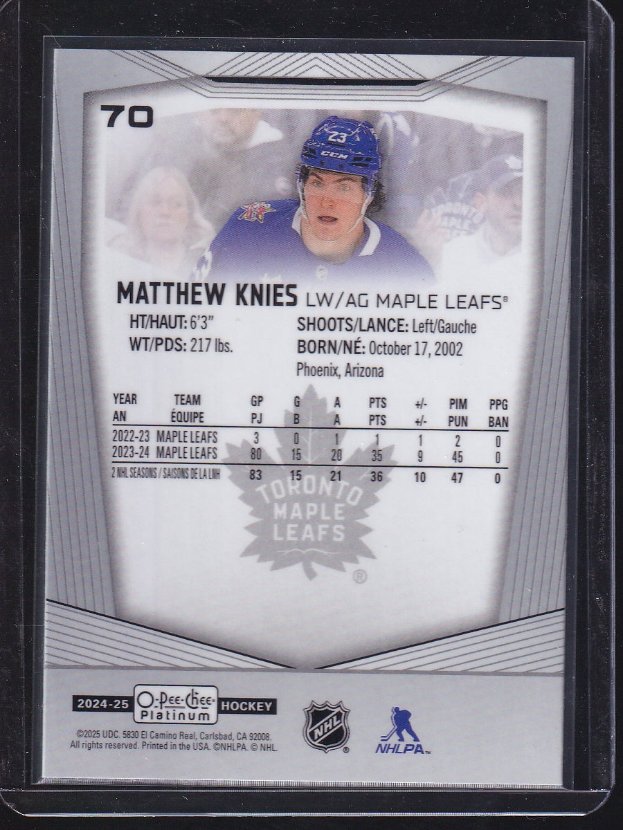 2024-25 O-Pee-Chee Platinum #70 Matthew Knies