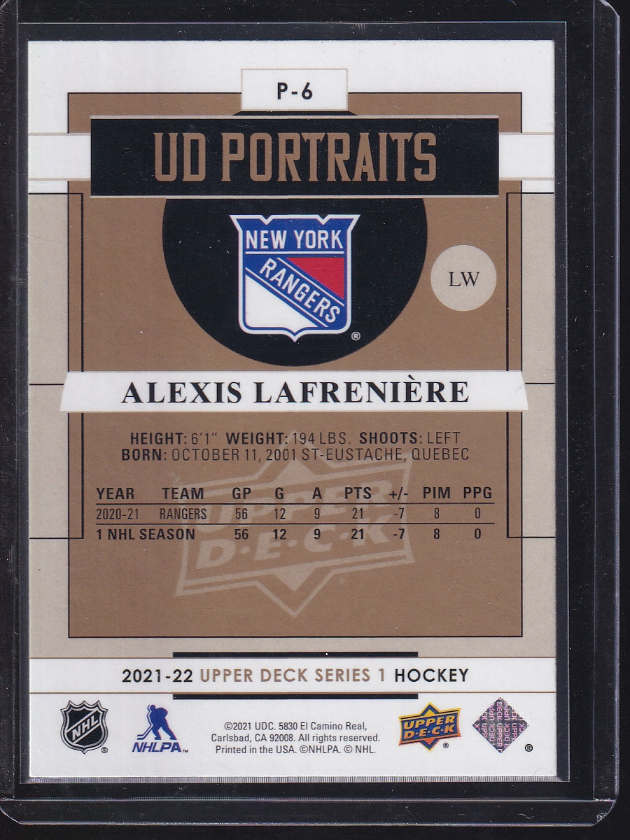 2021-22 Upper Deck #P-6 Alexis Lafreniere UD Portraits
