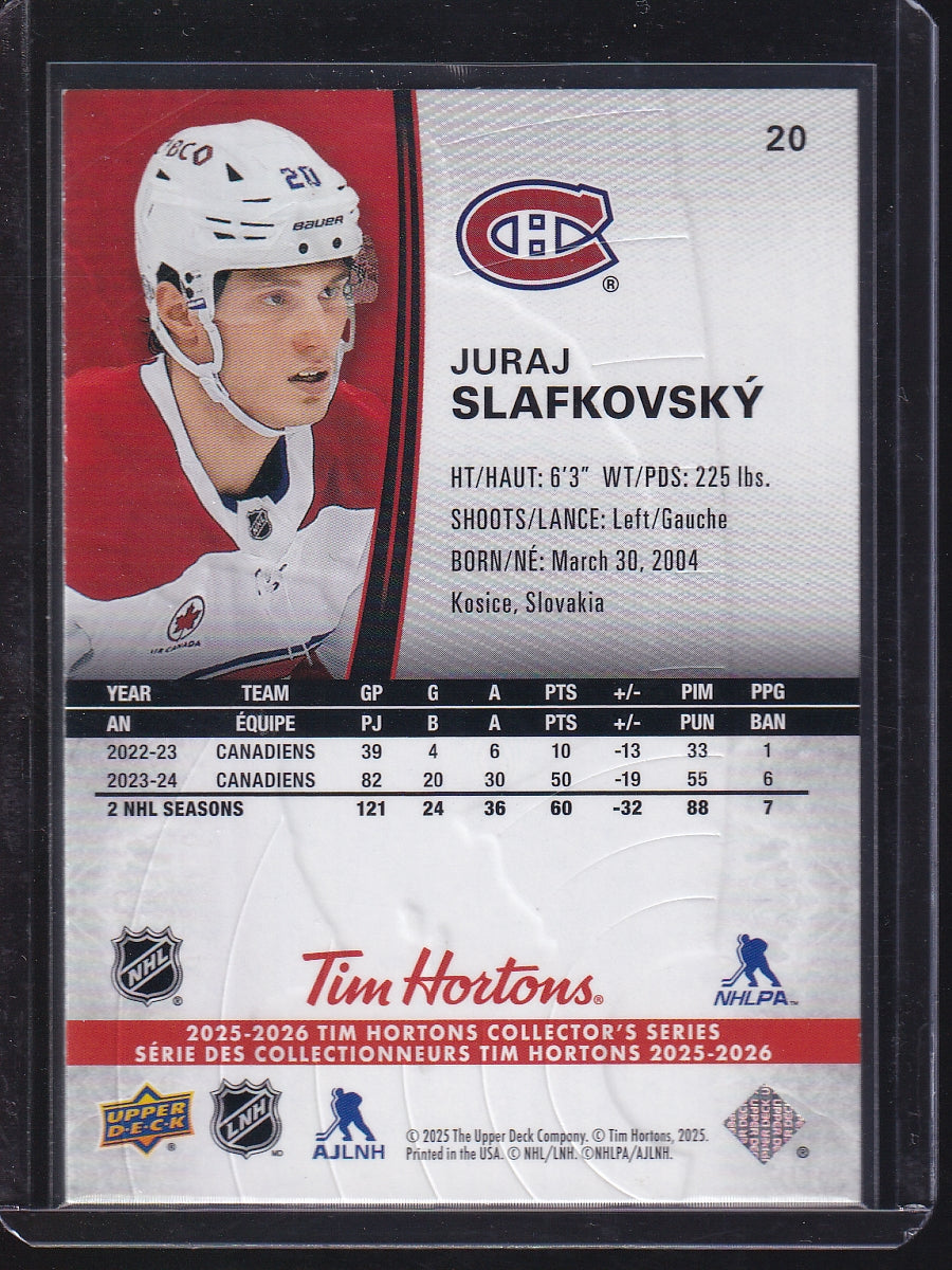 2025-26 Upper Deck Tim Hortons #20 Juraj Slafkovsky