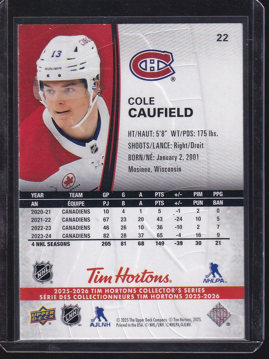 2025-26 Upper Deck Tim Hortons #22 Cole Caufield