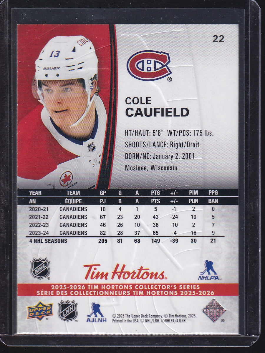 2025-26 Upper Deck Tim Hortons #22 Cole Caufield
