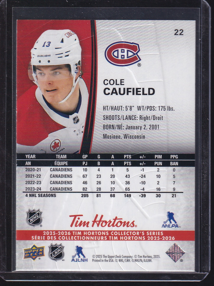 2025-26 Upper Deck Tim Hortons #22 Cole Caufield