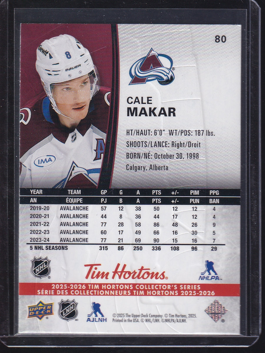 2025-26 Upper Deck Tim Hortons #80 Cale Makar
