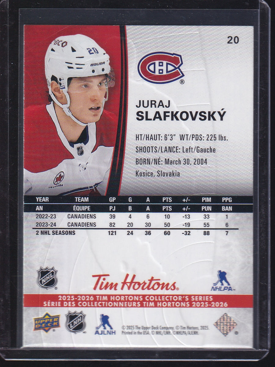 2025-26 Upper Deck Tim Hortons #20 Juraj Slafkovsky