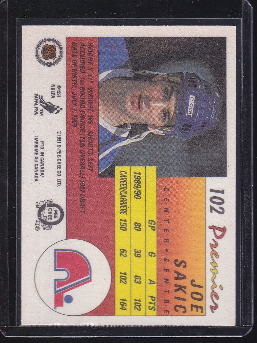 1990-91 O-Pee-Chee Premier #102 Joe Sakic