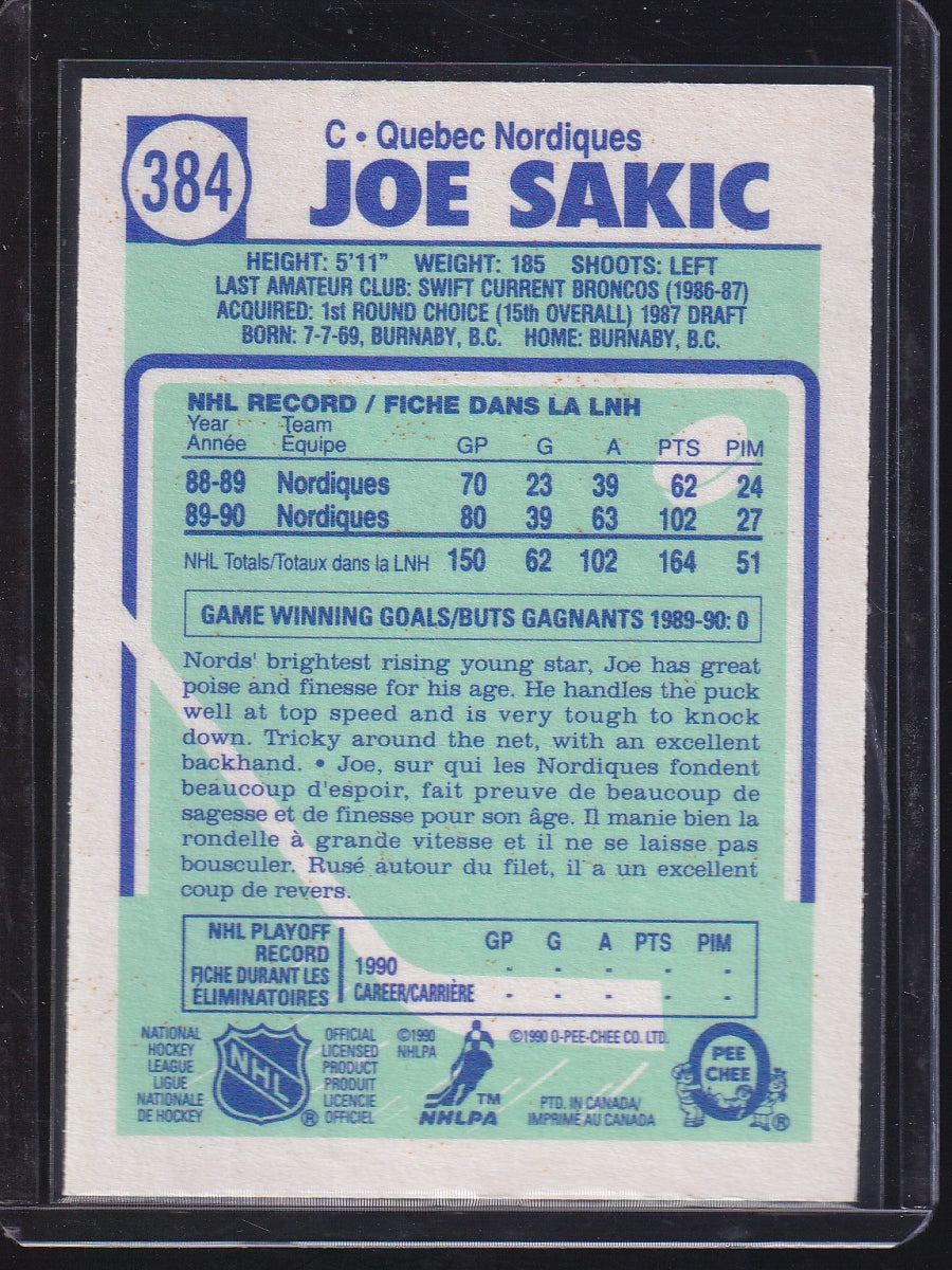1990-91 O-Pee-Chee #384 Joe Sakic