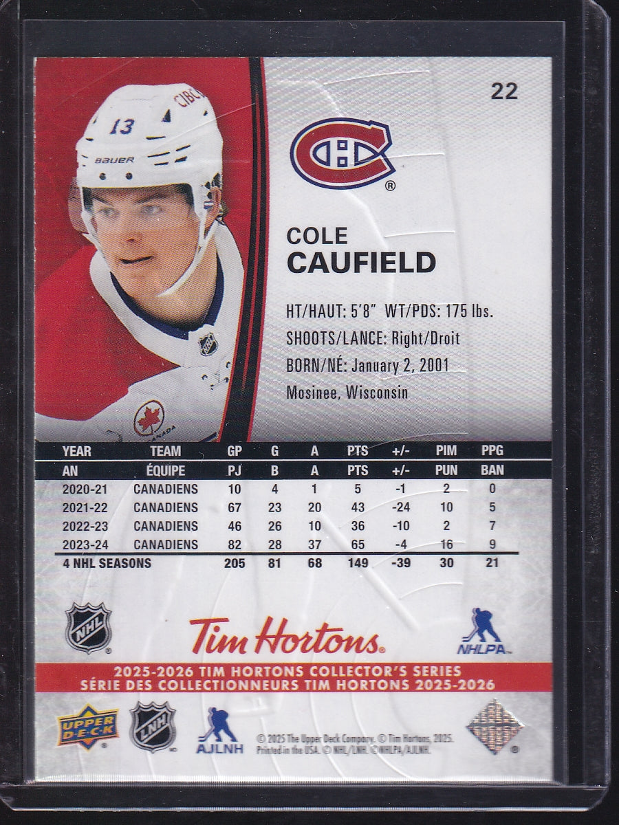 2025-26 Upper Deck Tim Hortons #22 Cole Caufield