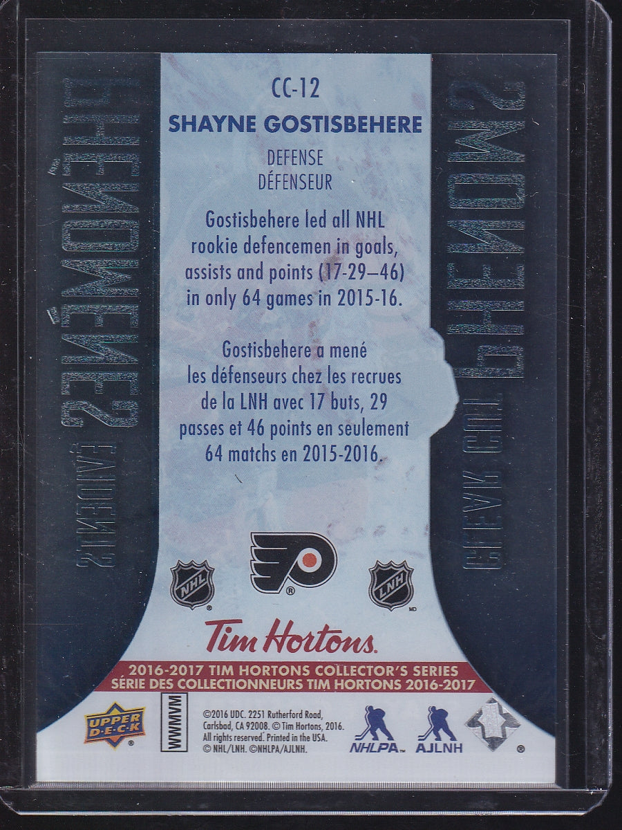 2016-17 Upper Deck Tim Hortons #CC-12 Shayne Gostisbehere Clear Cut Phenoms