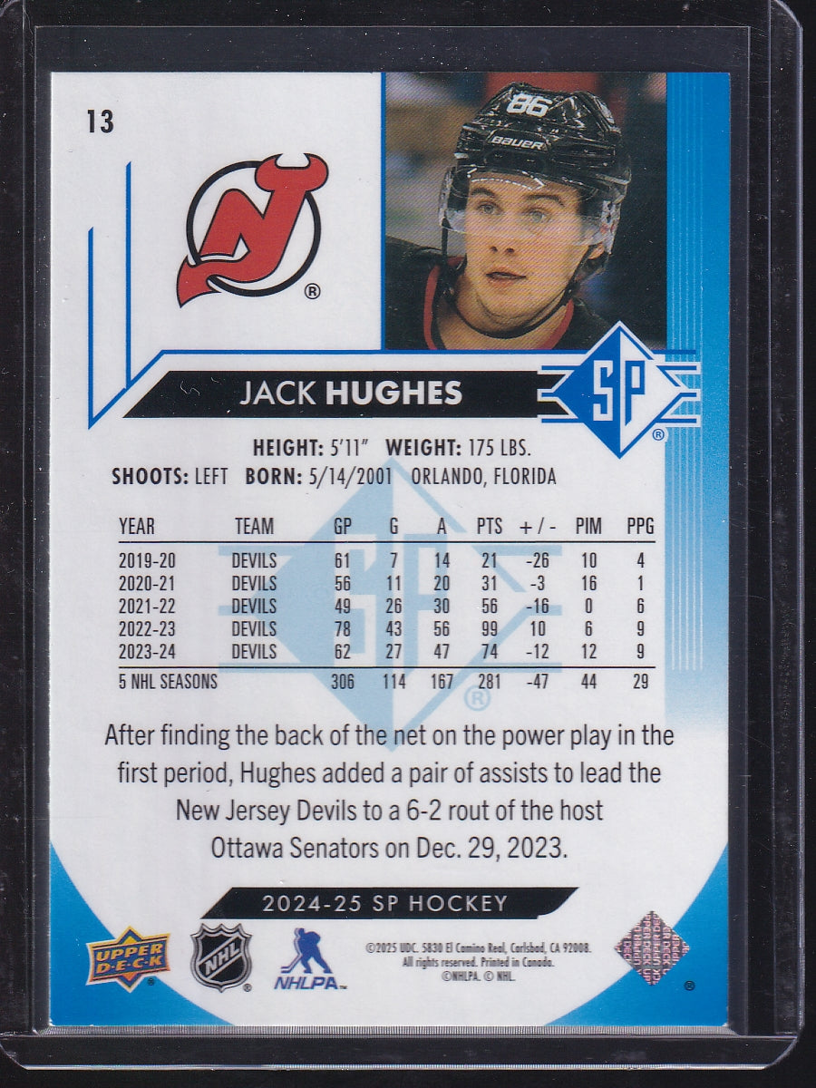 2024-25 SP #13 Jack Hughes Blue