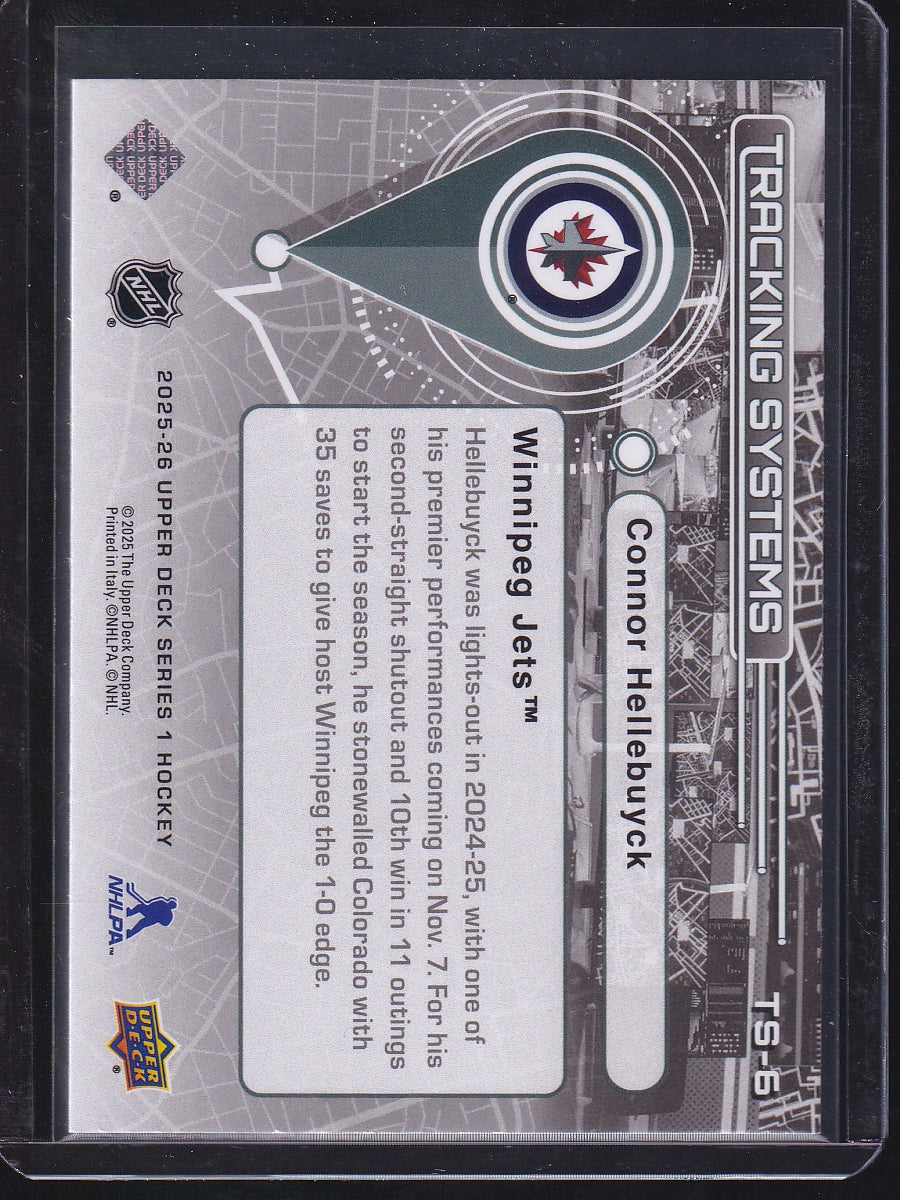 2025-26 Upper Deck #TS-6 Connor Hellebuyck Tracking Systems