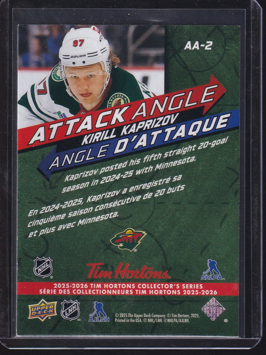 2025-26 Upper Deck Tim Hortons #AA-2 Kirill Kaprizov Attack Angle
